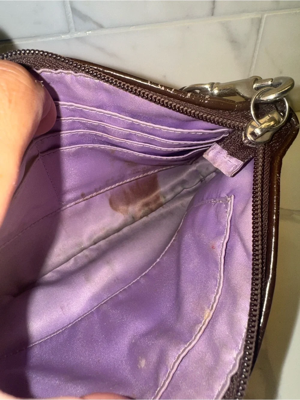 Coach Lilac Satin Interior Wristlet Organizer